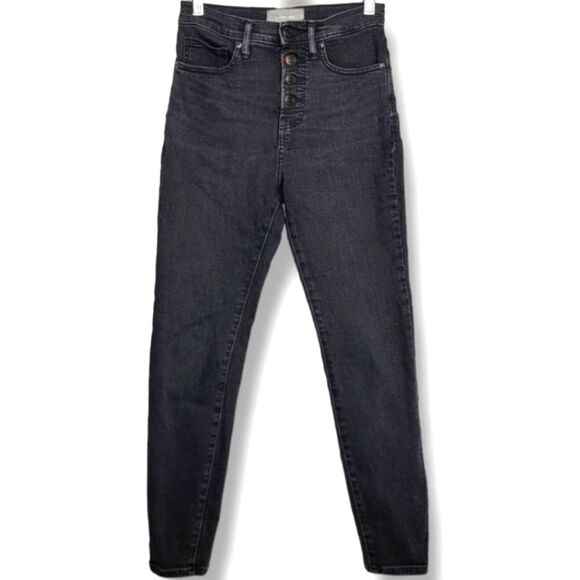Everlane The High Rise Skinny Black Jeans Authentic Stretch Button Fly 26 - Picture 1 of 6